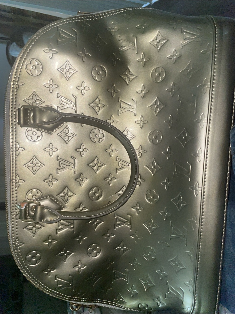 Louis Vuitton Metallic Silver Monogram Alma Handbag